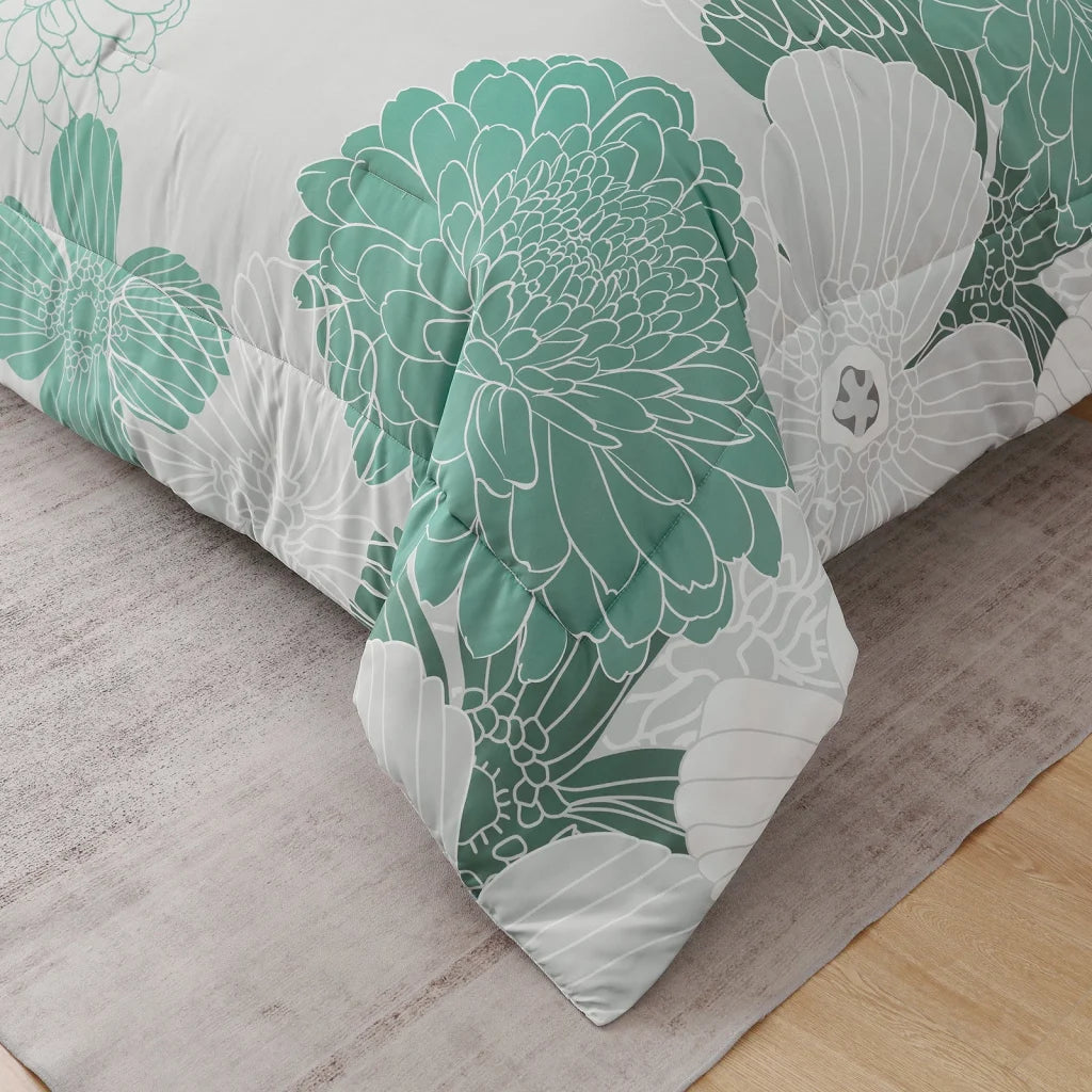 King Size Floral Winter Comforter Set Ultra-Soft Quilted