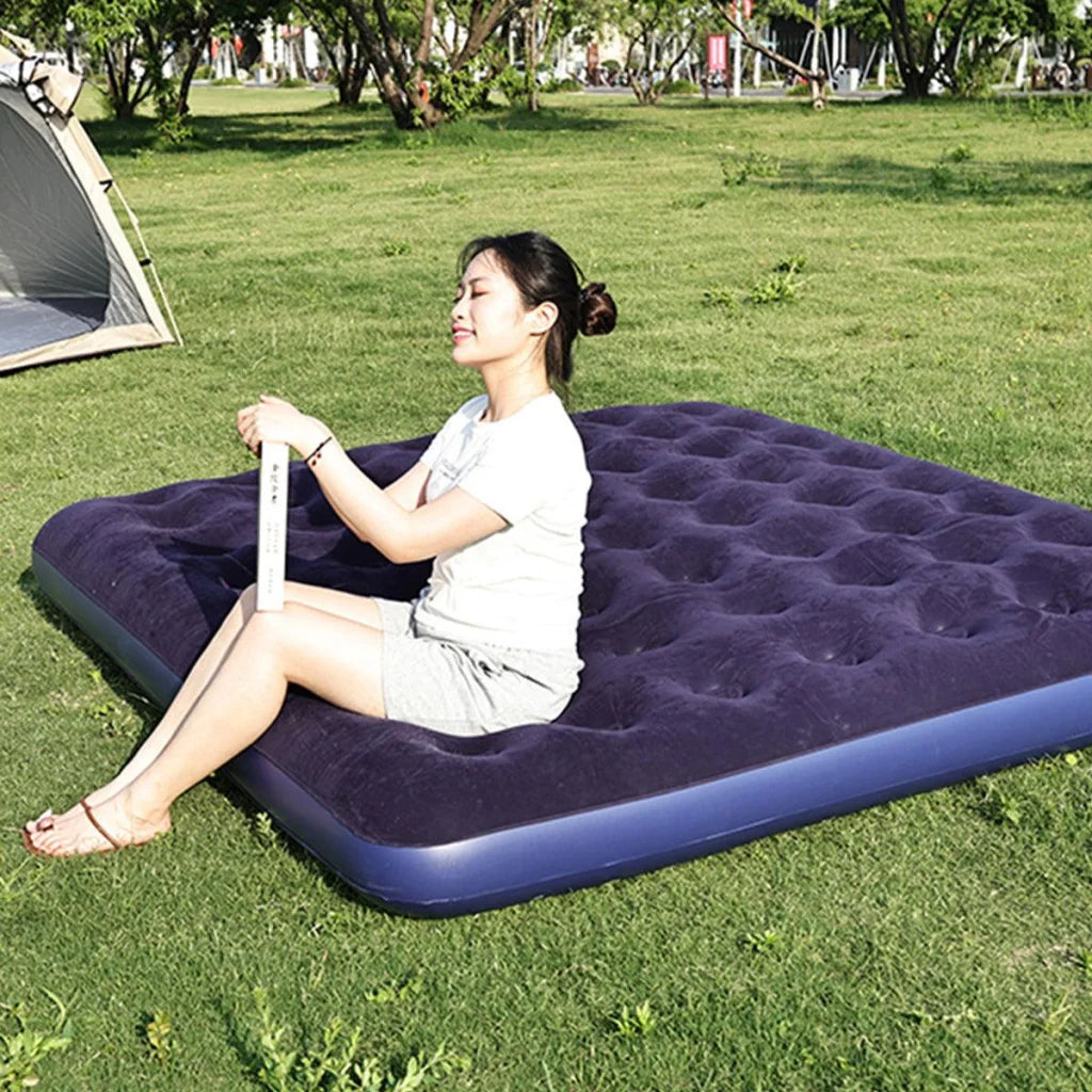 King Size Inflatable Airbed Easy Inflate Flocked Air