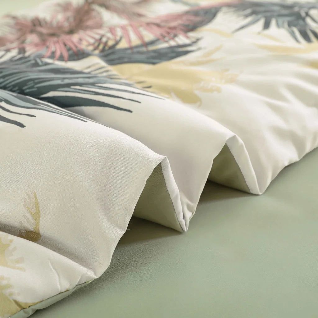 King Size Soft Floral Leaf Comforter Set Warm Quilted