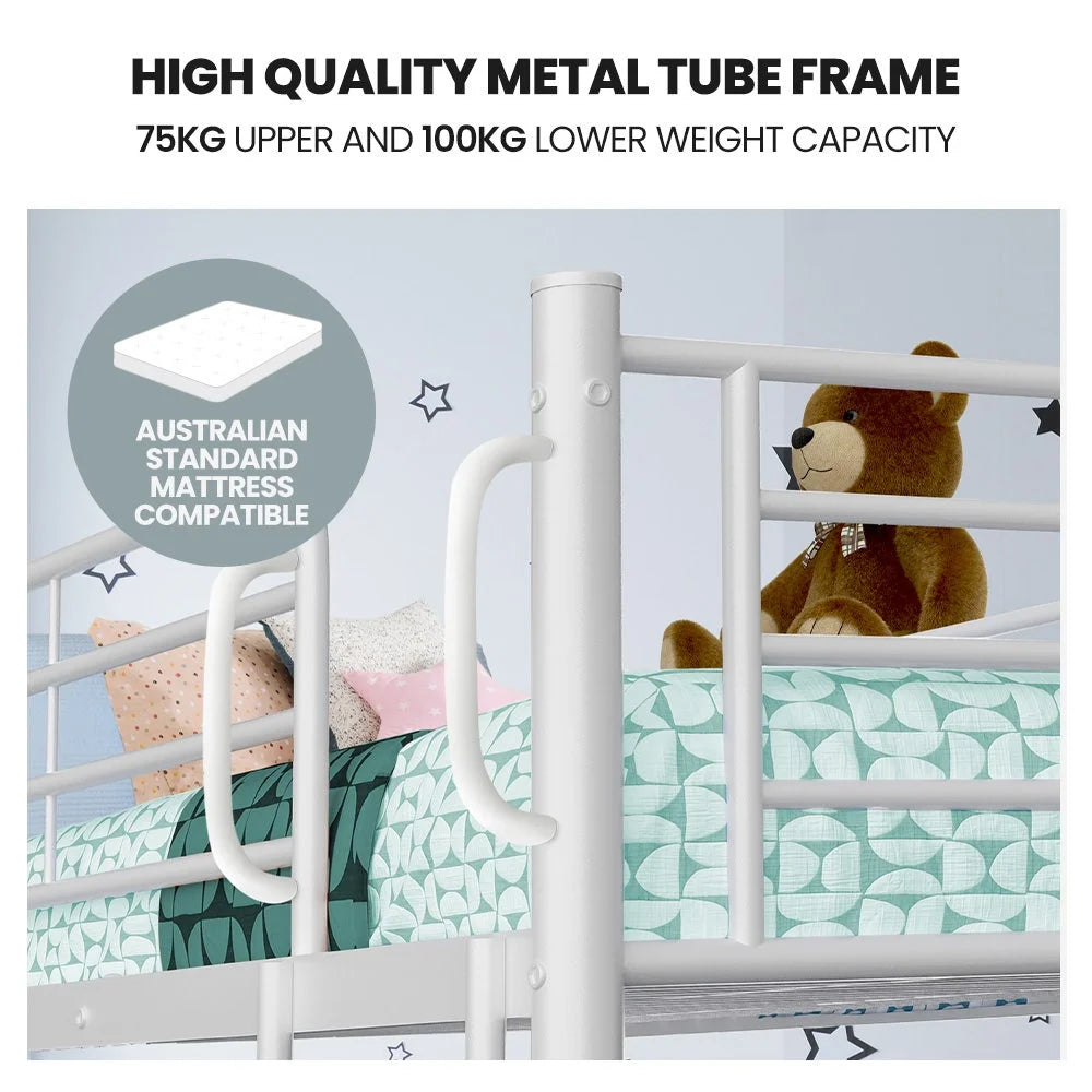 KINGSTON SLUMBER 2in1 King Single Metal Bunk Bed Frame