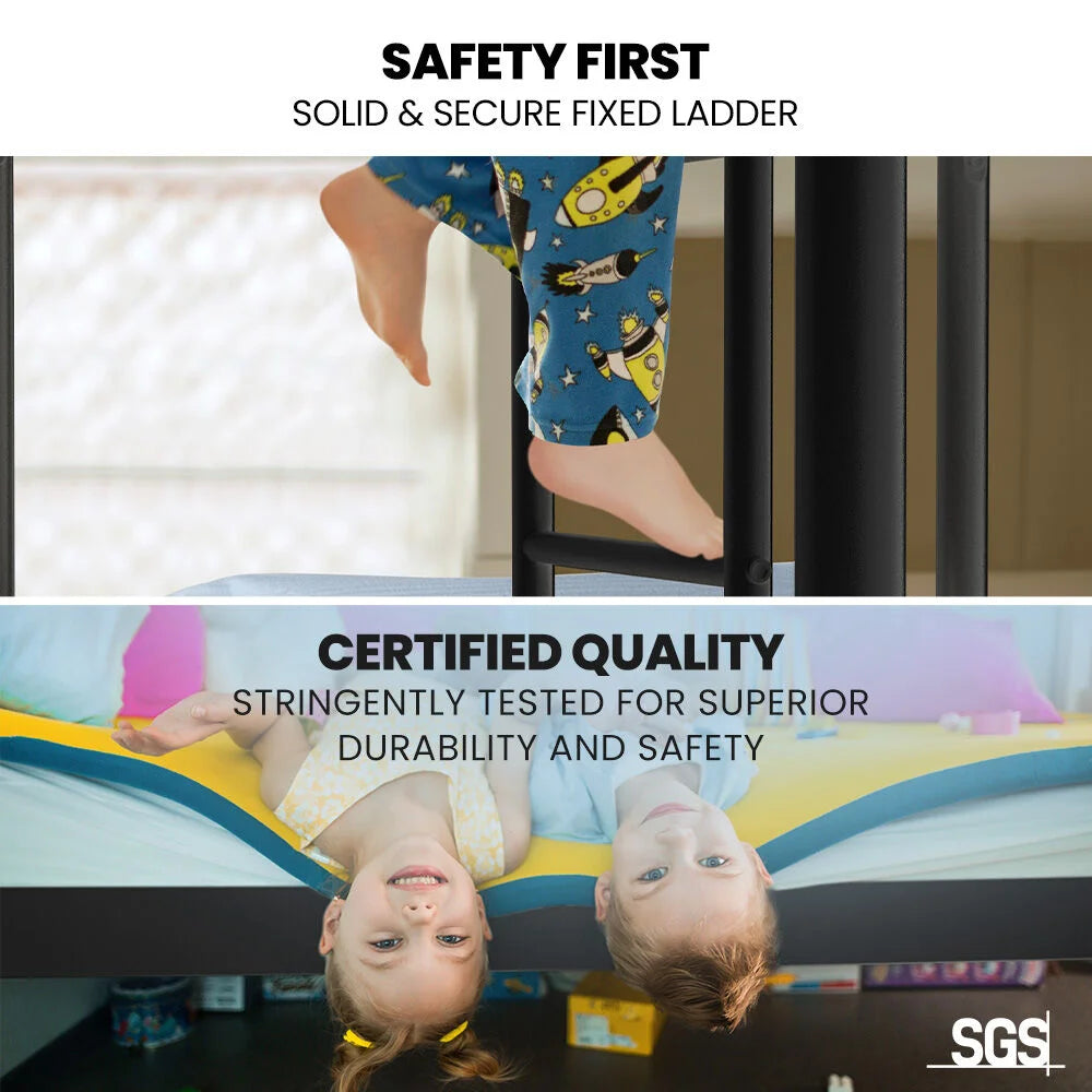 Kingston Slumber 2in1 Single Metal Bunk Bed Frame