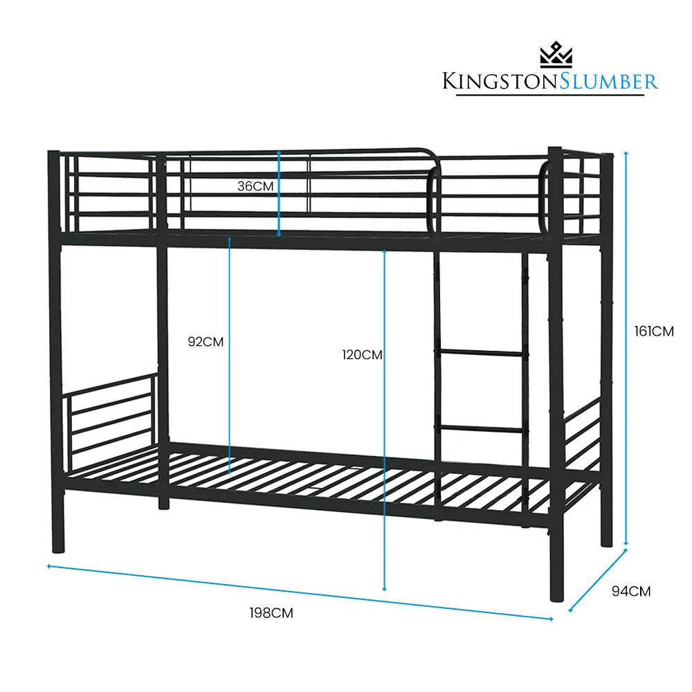 Kingston Slumber 2in1 Single Metal Bunk Bed Frame