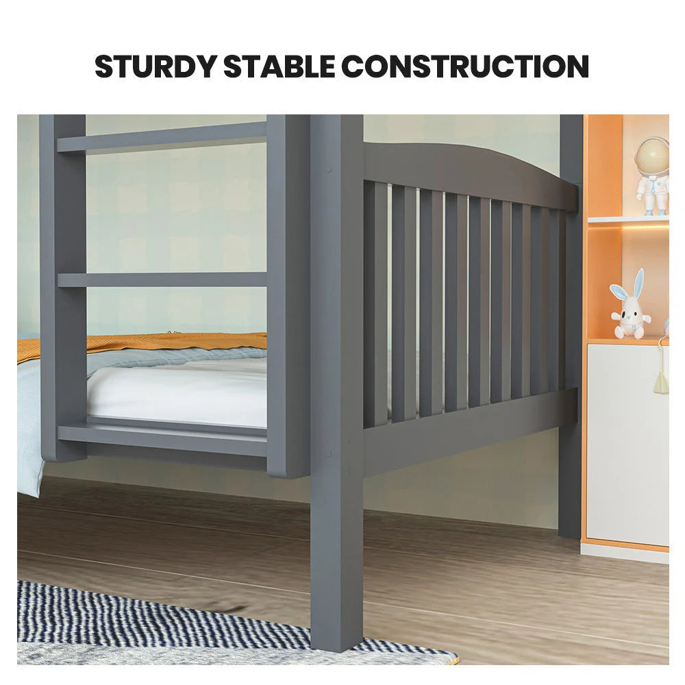 Kingston Slumber Single Bunk Bed Frame Solid Pine Wood