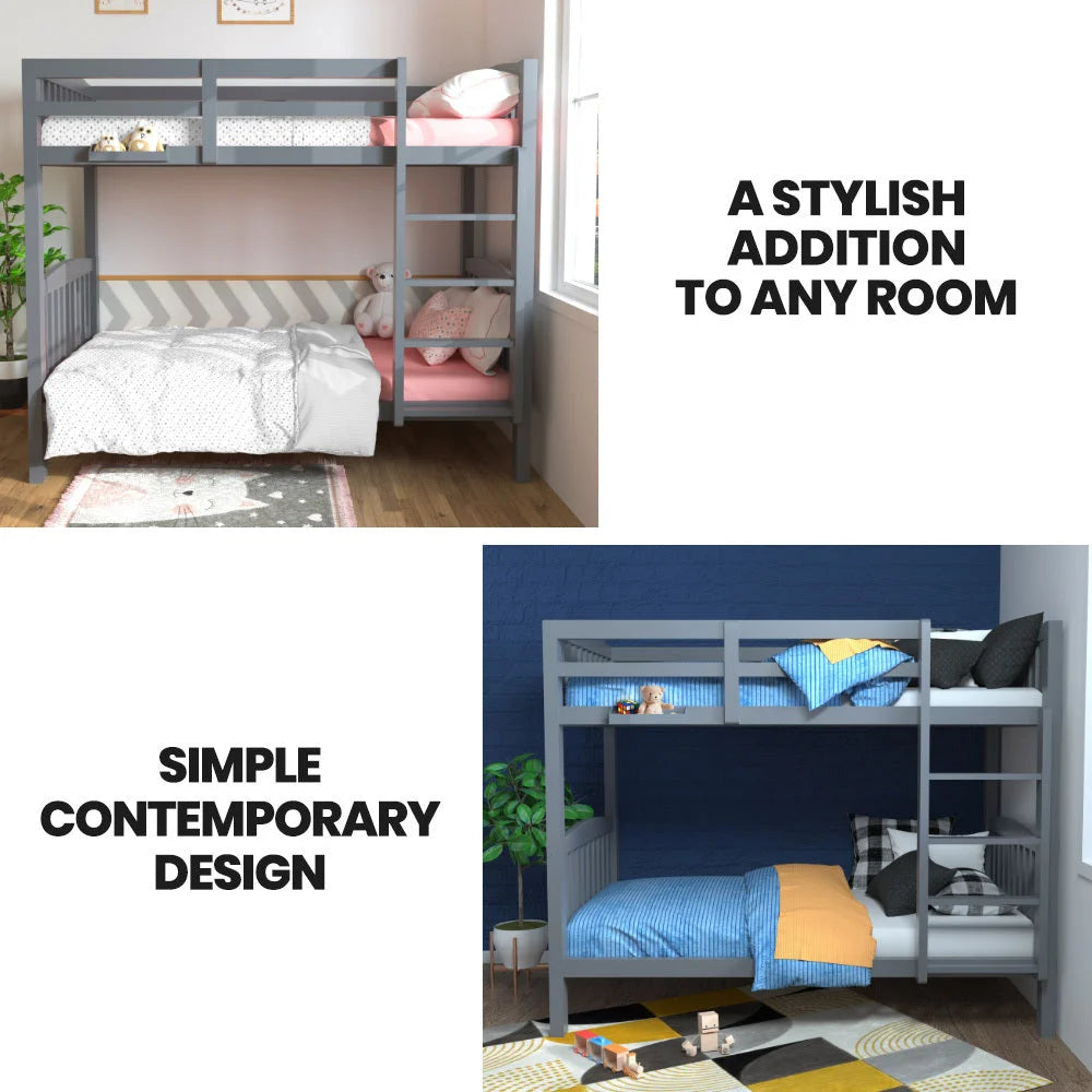 Kingston Slumber Single Bunk Bed Frame Solid Pine Wood