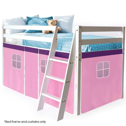 Kingston Slumber Wooden Kids Single Loft Bed Frame - Hiding
