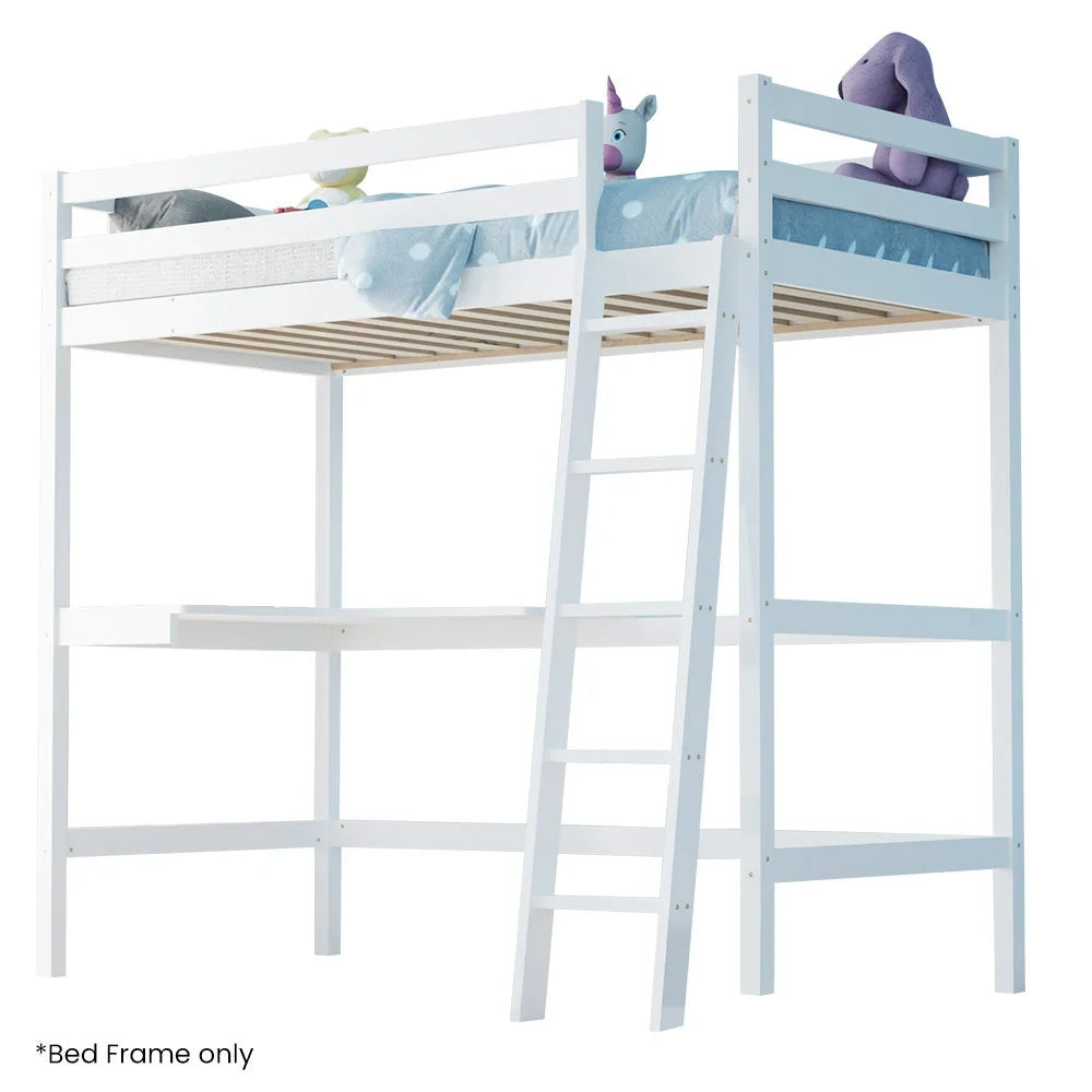 KINGSTON SLUMBER Wooden Kids Single Loft Bed Frame