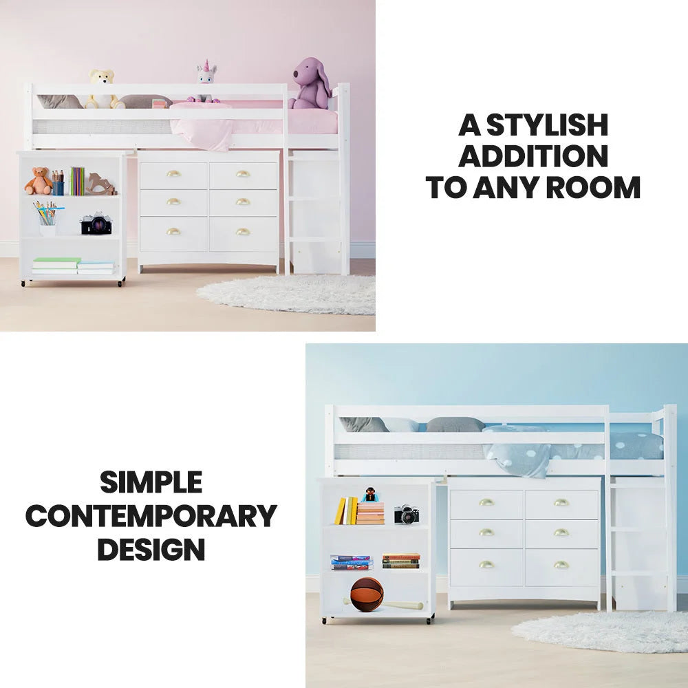 KINGSTON SLUMBER Wooden Kids Single Loft Bed Frame