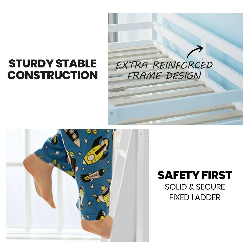 KINGSTON SLUMBER Wooden Kids Single Loft Bed Frame