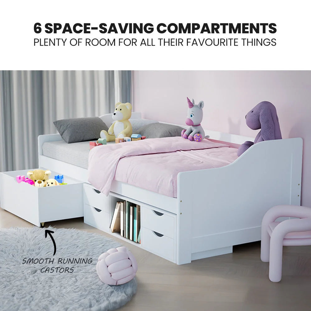 Kingston Slumber Wooden Single Sofa Bed Frame with Storage