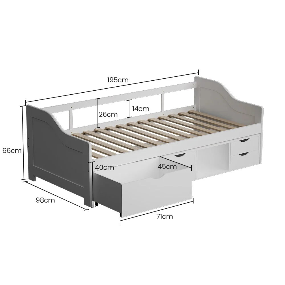 Kingston Slumber Wooden Single Sofa Bed Frame with Storage