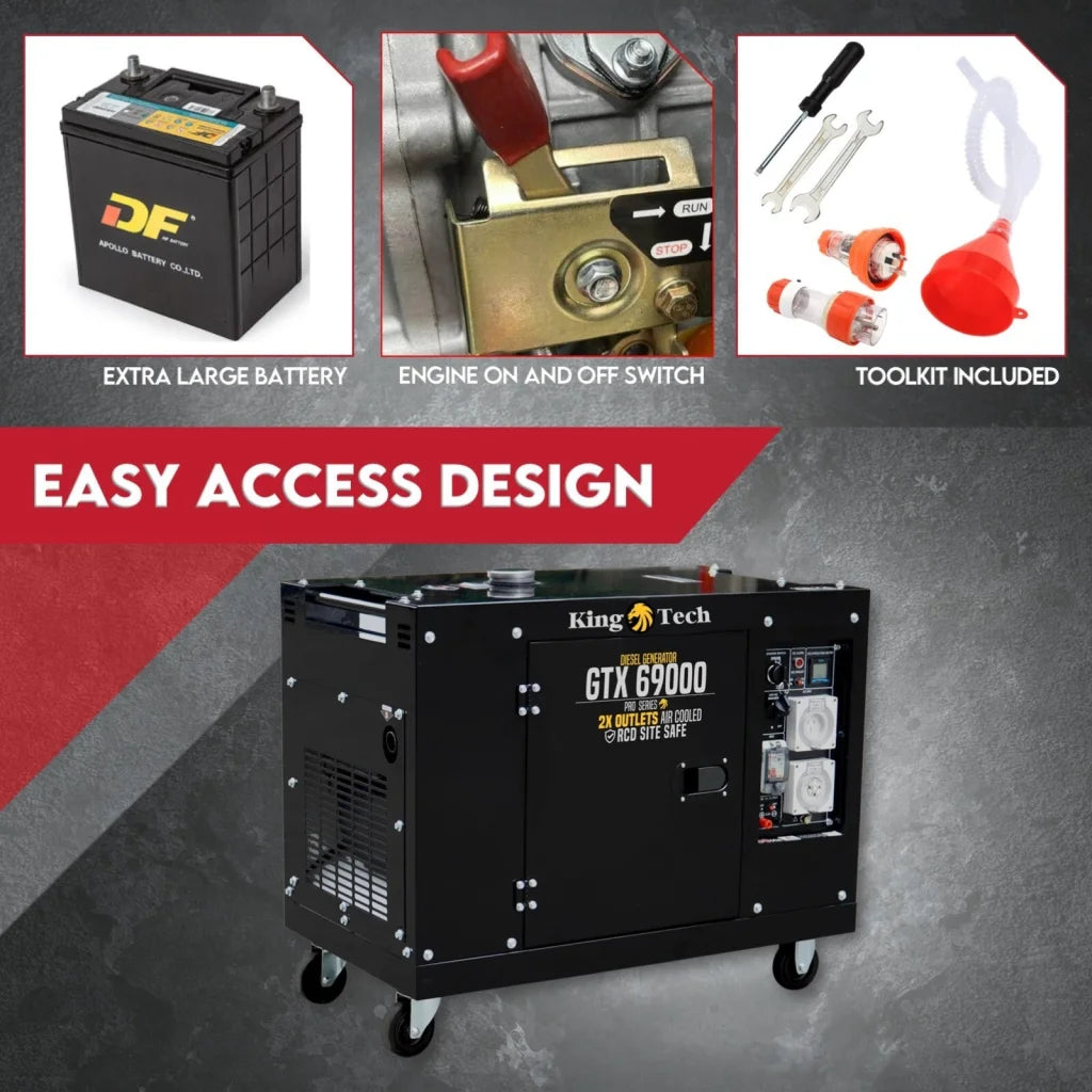 KINGTECH Diesel Generator 8.4kW Max 6kW Rated Single Phase