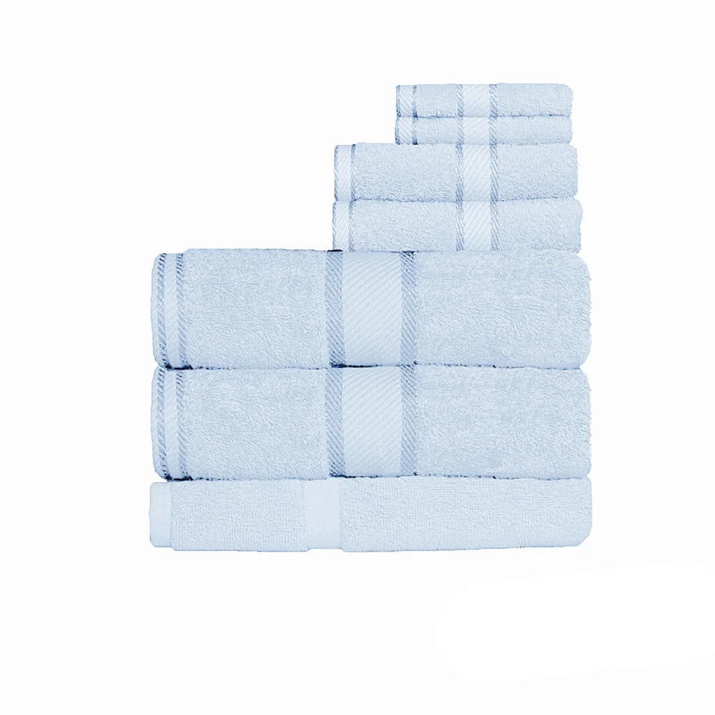 Kingtex 550gsm Cotton 7-Piece Bath Sheet Set - Baby Blue