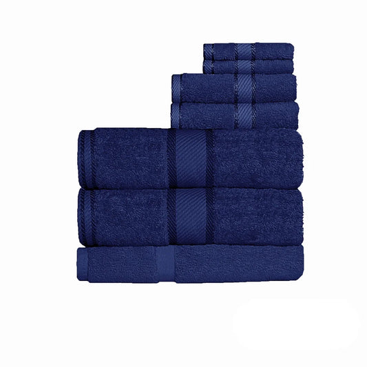 Kingtex 550gsm Cotton 7-Piece Bath Sheet Set - Navy - Home
