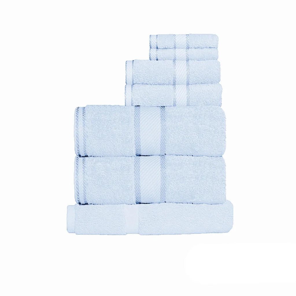 Kingtex 550gsm Cotton 7-Piece Towel Set - Baby Blue - Home