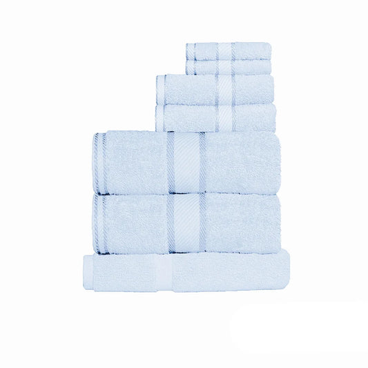 Kingtex 550gsm Cotton 7-Piece Towel Set - Baby Blue - Home