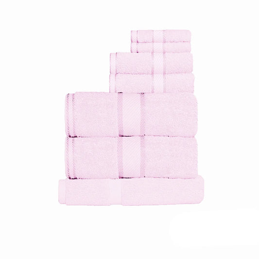 Kingtex 550gsm Cotton 7-Piece Towel Set - Baby Pink - Home