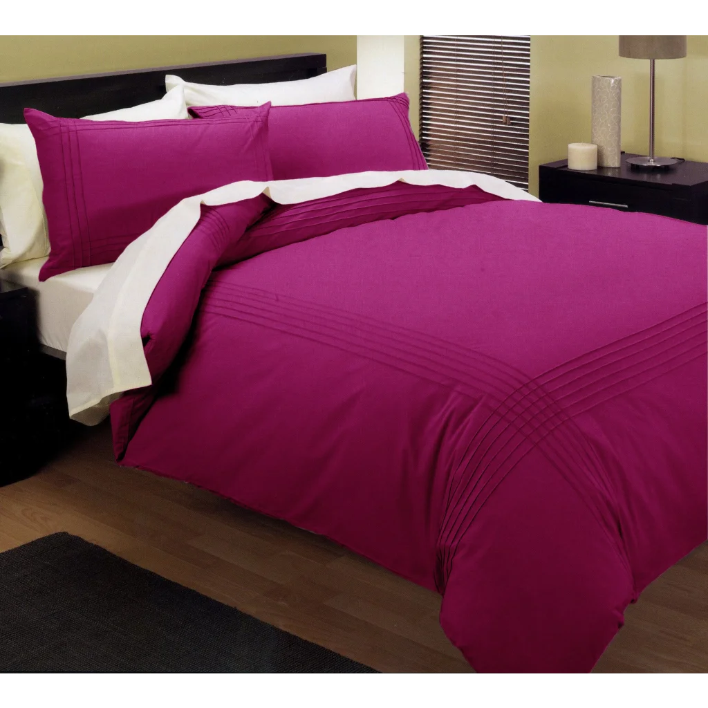 Kingtex Pintuck Quilt Cover Set Queen - Fuchsia - Home &