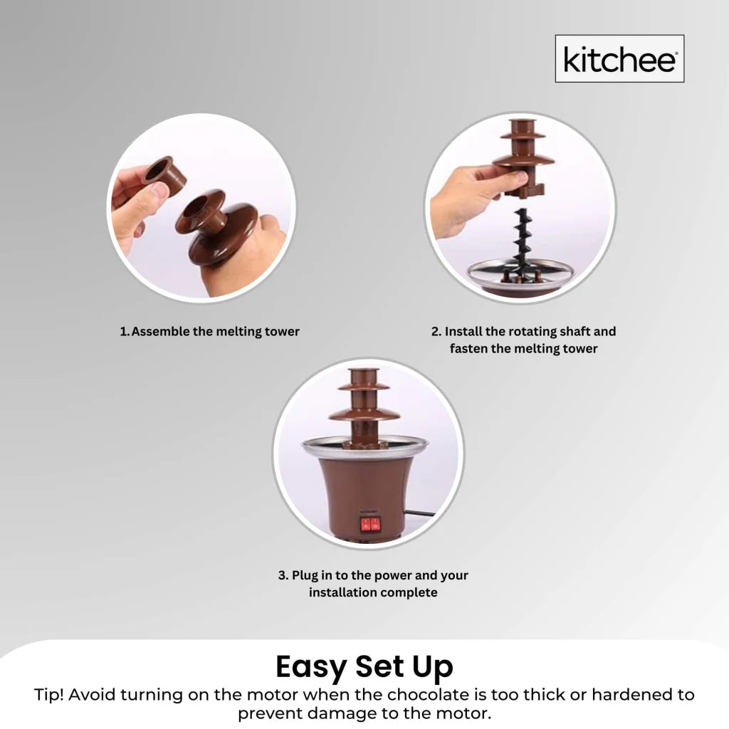 Kitchee 3 Tier Mini Chocolate Fountain Fondue Electric