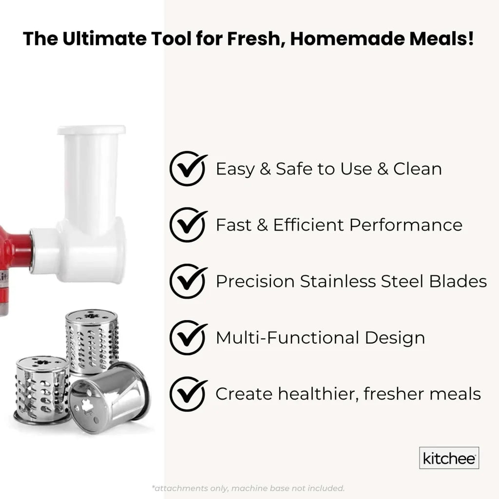 Kitchee Slicer Shredder Grater 3 Attachments - Compatible