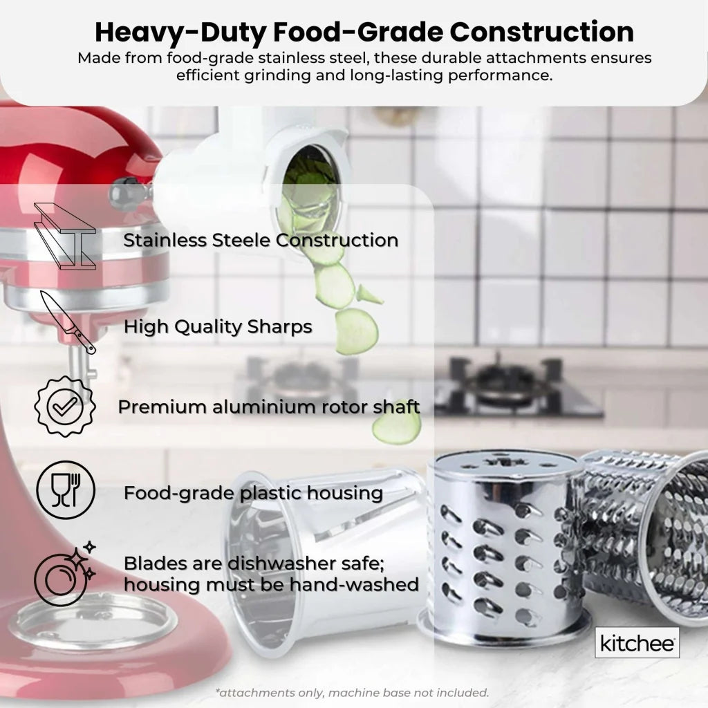 Kitchee Slicer Shredder Grater 3 Attachments - Compatible