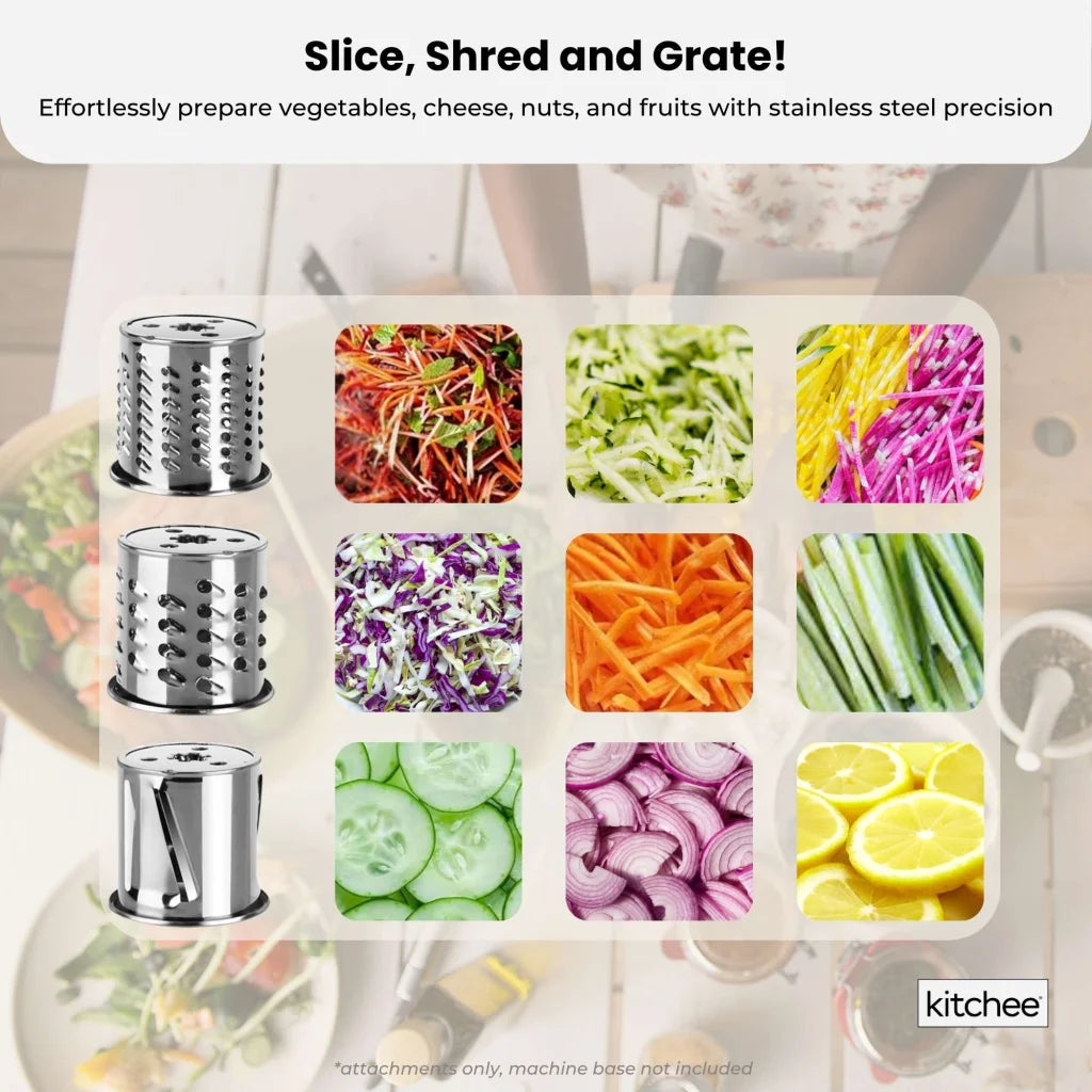 Kitchee Slicer Shredder Grater 3 Attachments - Compatible