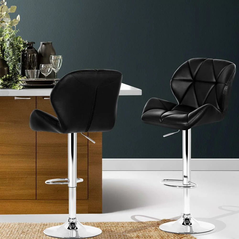 Kitchen Bar Stools Set of 2 black and chrome
