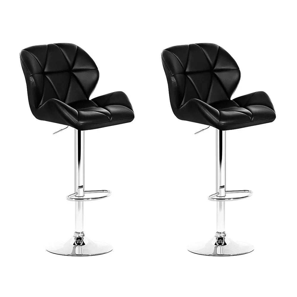 Black chrome bar stool set with seat padding and sturdy legs