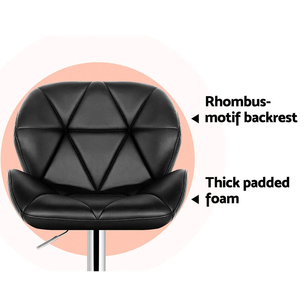 Black chrome bar stool set with counter-height legs and footrest