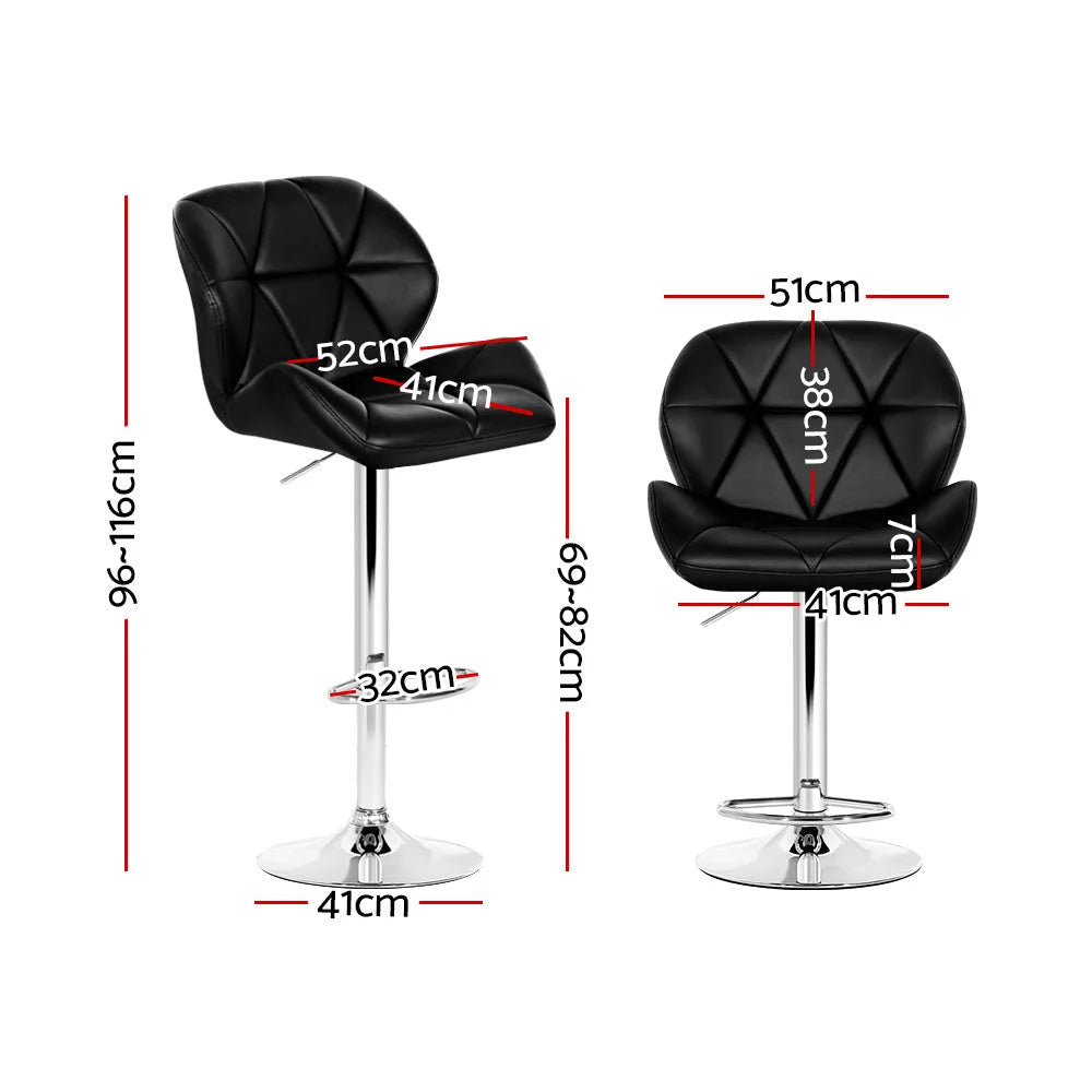 Black chrome bar stool set with woven seat and timber frame