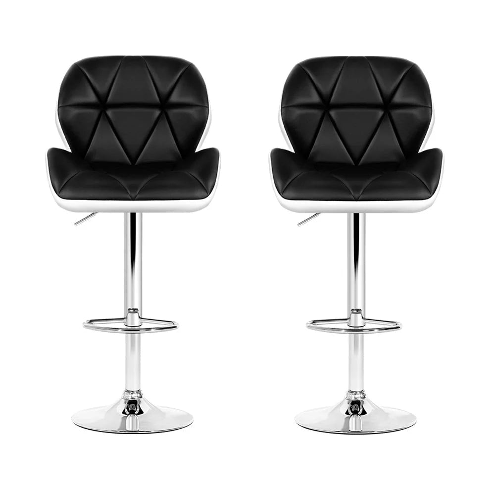 Kitchen Bar Stools Set of 2 - White Black and Chrome - Bar