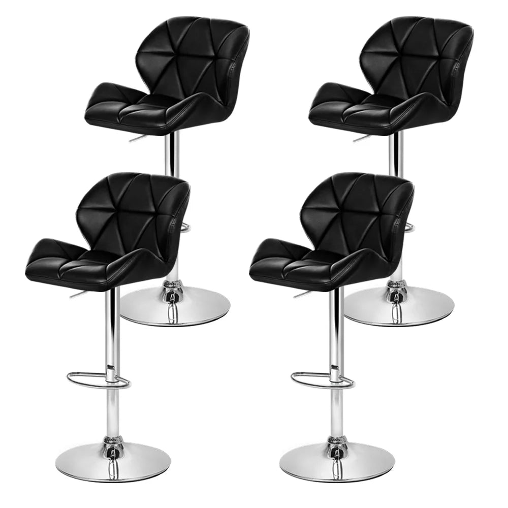 Kitchen Bar Stools Set of 4 - Black & Chrome - Bar Stools &