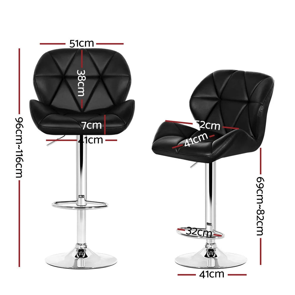 Kitchen Bar Stools Set of 4 - Black & Chrome - Bar Stools &