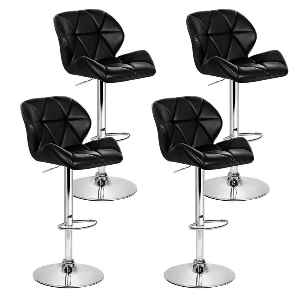 Kitchen Bar Stools Set of 4 - Black & Chrome - Bar Stools &