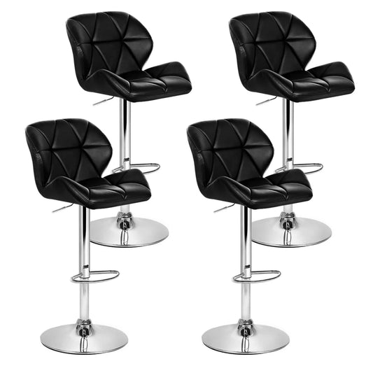 Kitchen Bar Stools Set of 4 - Black & Chrome - Bar Stools &