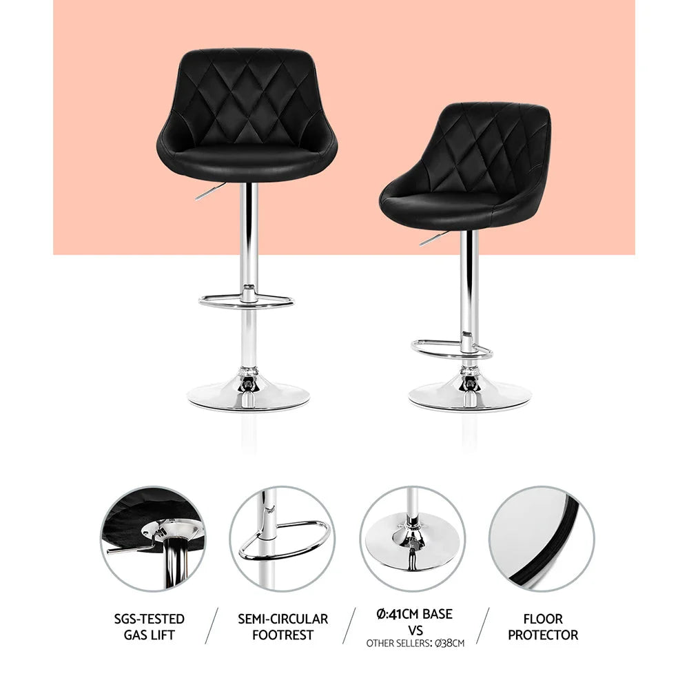 Kitchen Bar Stools Set of 4 Swivel Bar Stool PU Leather Gas