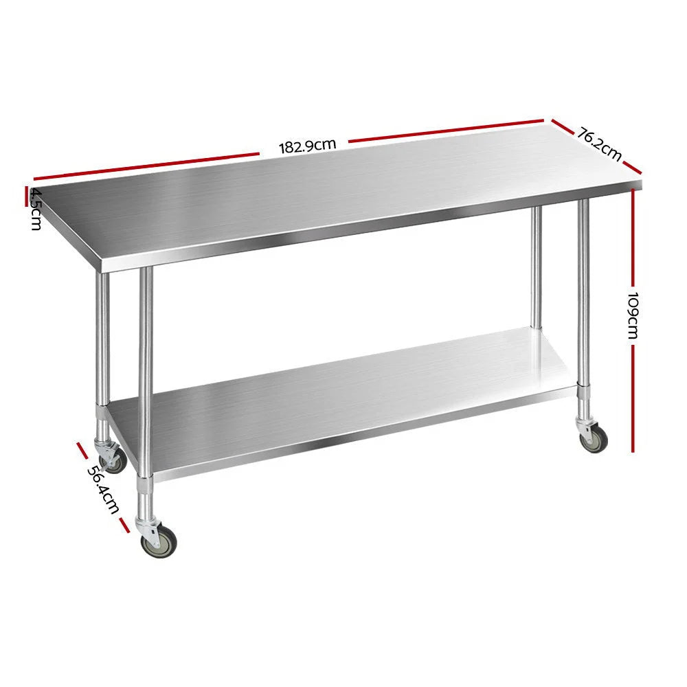 Kitchen Bench Commercial Stainless Steel 1829 x 762mm