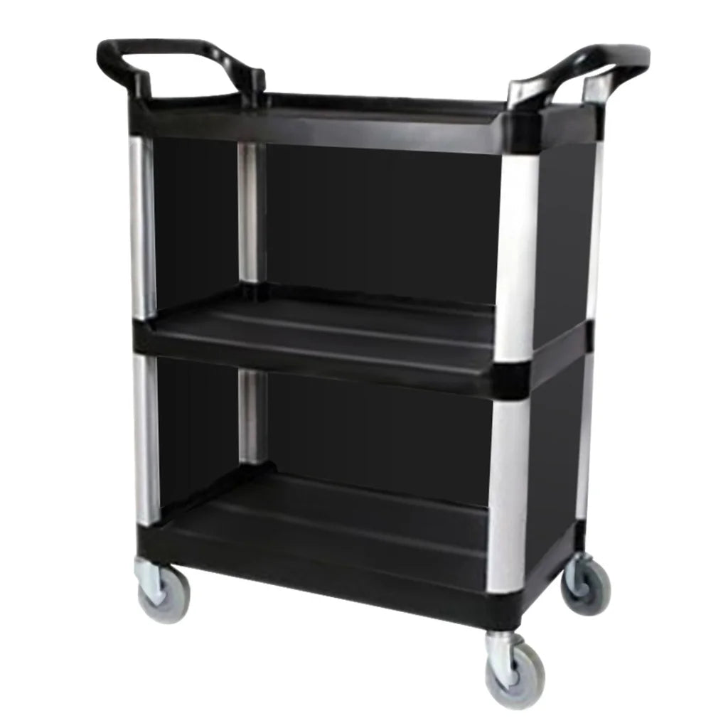 Kitchen Food Trolley Set Premium 2X 3 Tier Covered Waste Storage Cart - Black