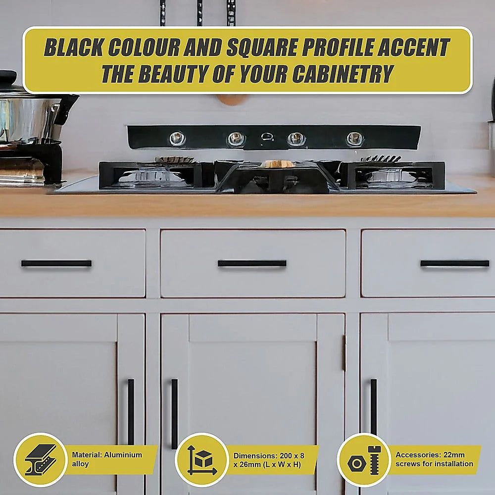 Kitchen Handles 5x 128mm Cabinet Cupboard Drawer Black