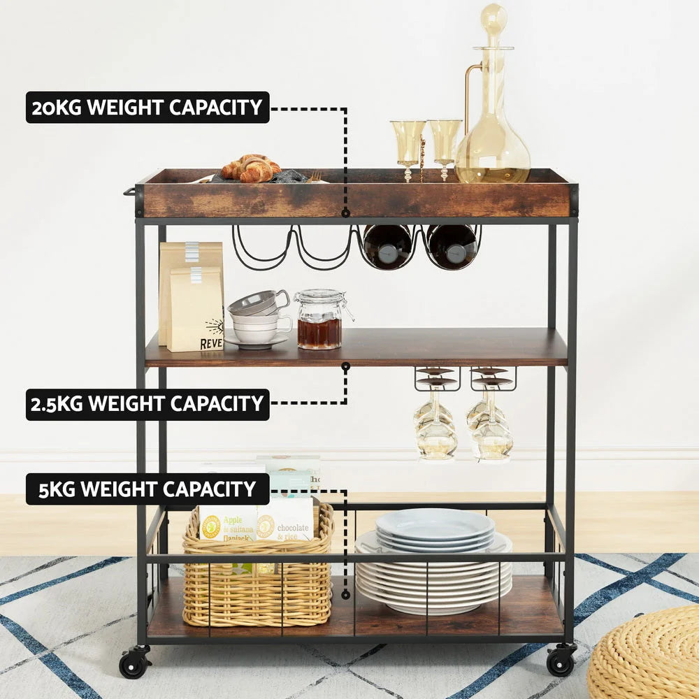 Kitchen Island Rolling Serving Cart with Storage - Furniture
