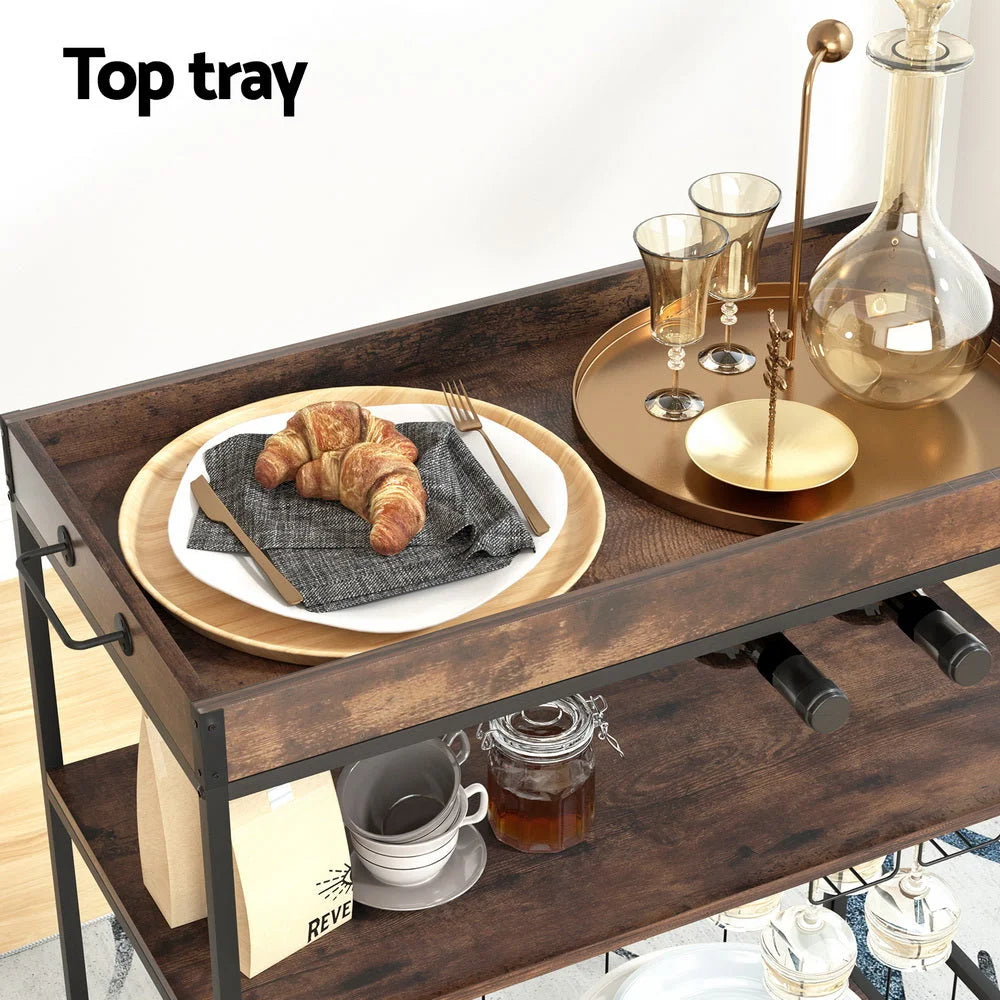 Kitchen Island Rolling Serving Cart with Storage - Furniture