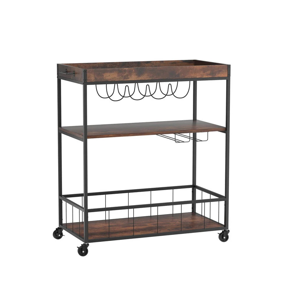 Kitchen Island Rolling Serving Cart with Storage - Furniture