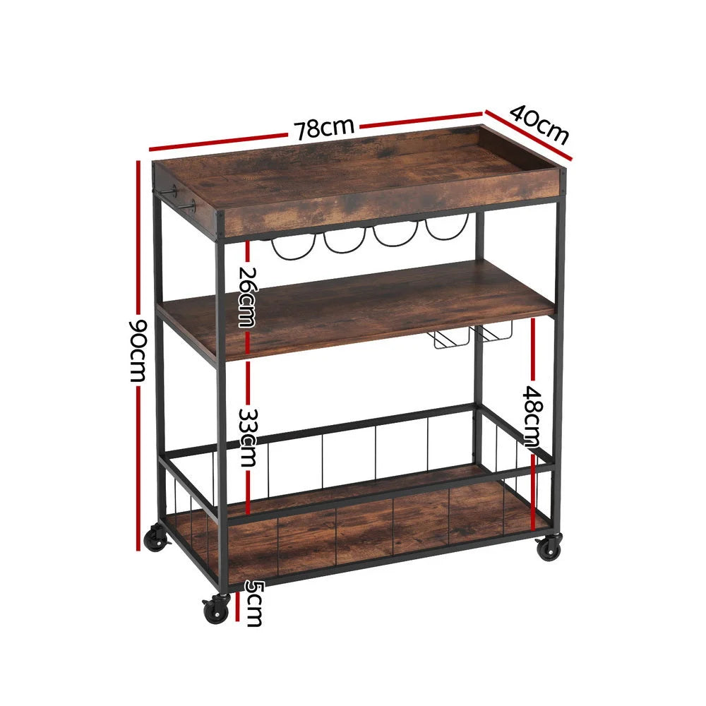 Kitchen Island Rolling Serving Cart with Storage - Furniture