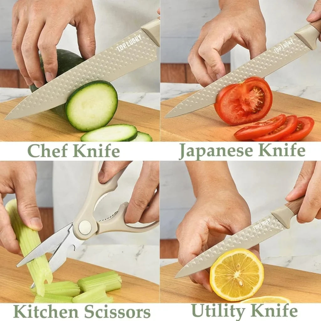 Kitchen Knife Set 6-Piece Non-Stick Stainless Steel Blades
