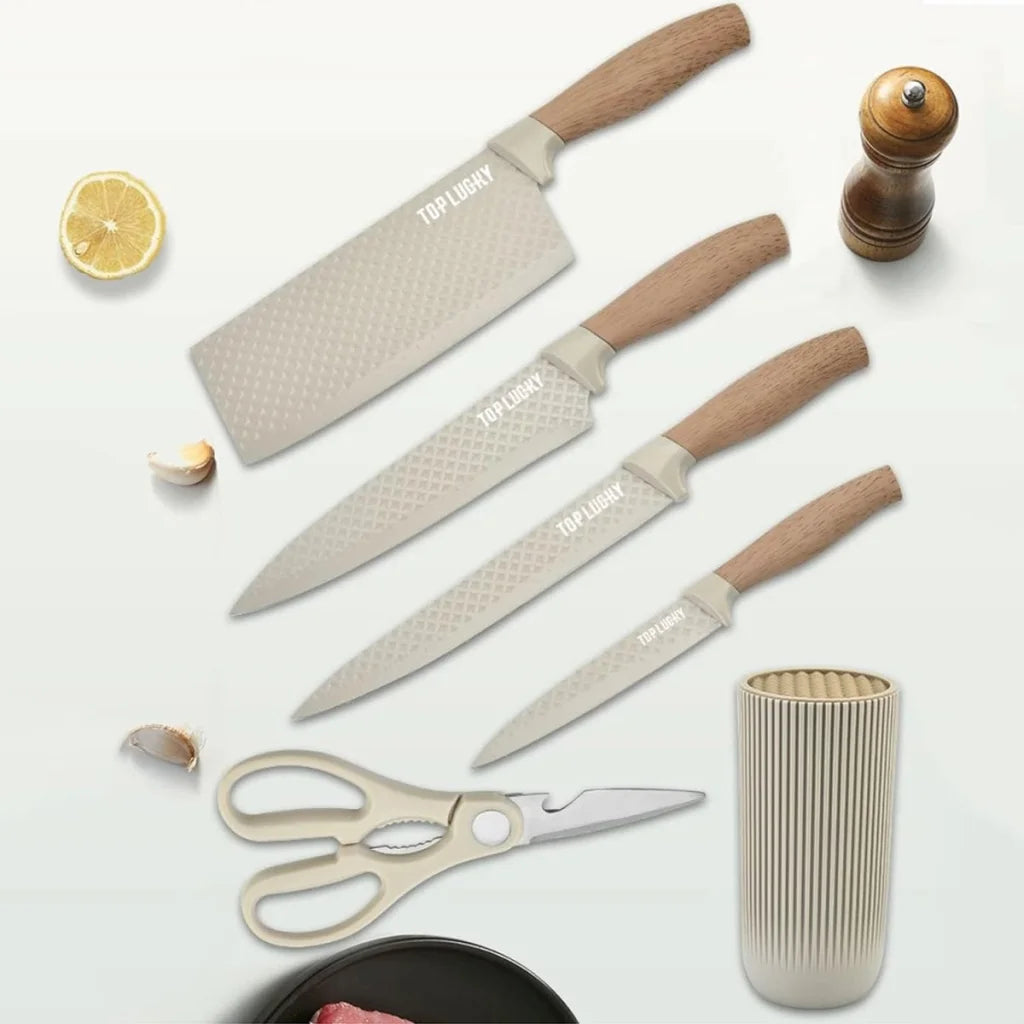 Kitchen Knife Set 6-Piece Non-Stick Stainless Steel Blades
