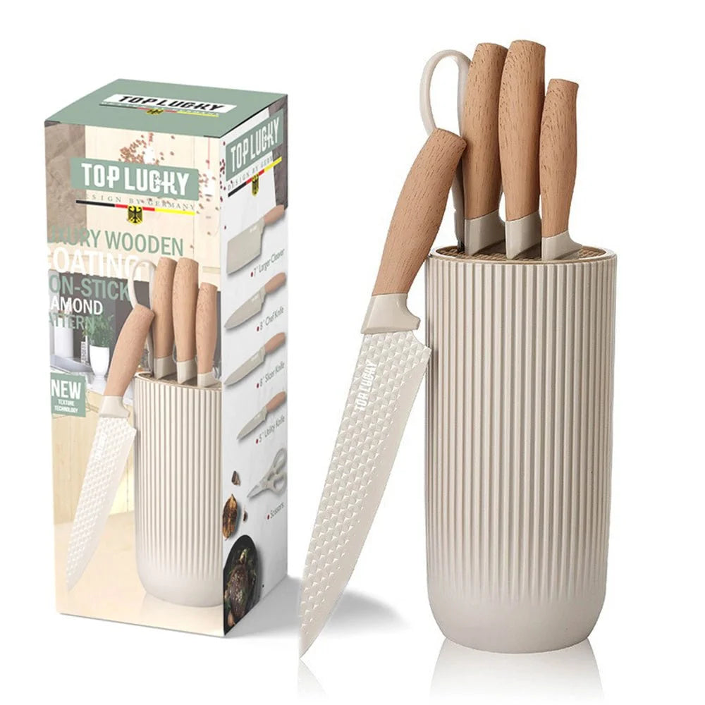 Kitchen Knife Set 6-Piece Non-Stick Stainless Steel Blades