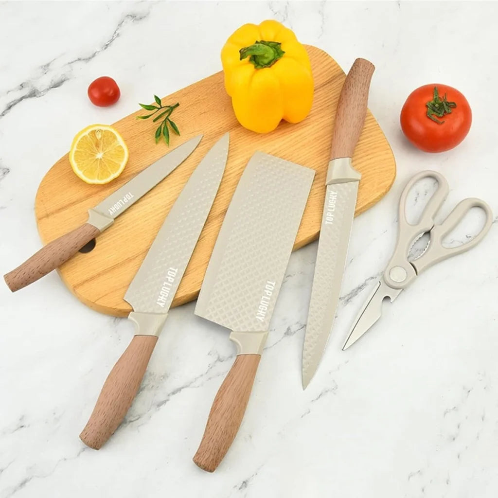 Kitchen Knife Set 6-Piece Non-Stick Stainless Steel Blades