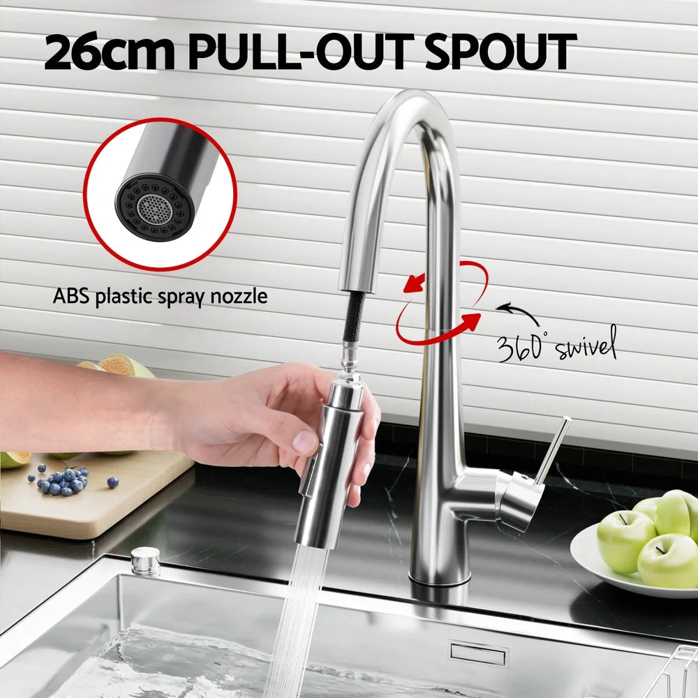 Kitchen Mixer Tap Pull-Out Round 2-Mode - Sink Basin Faucet