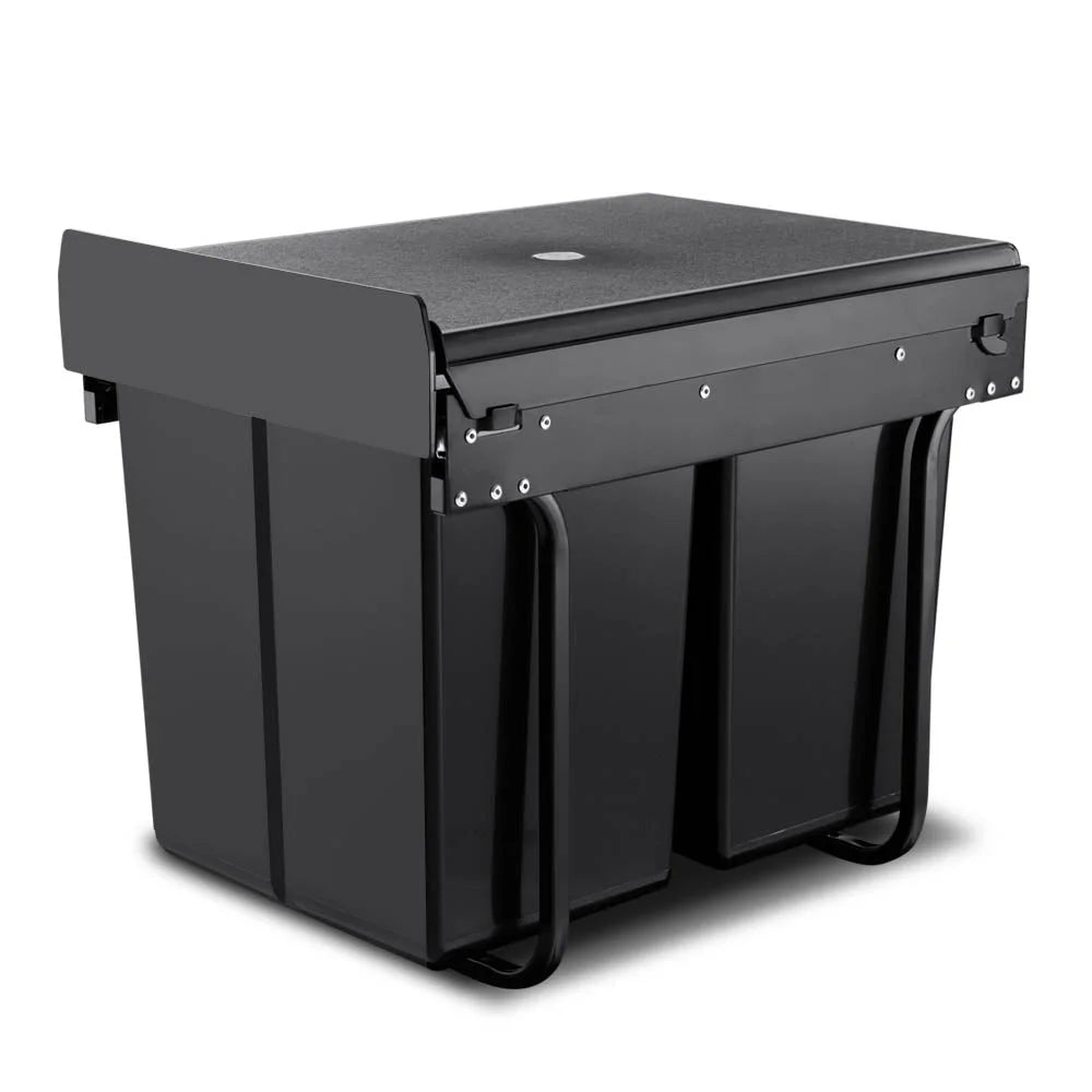 Kitchen Pull Out Bin 2x20L - Black