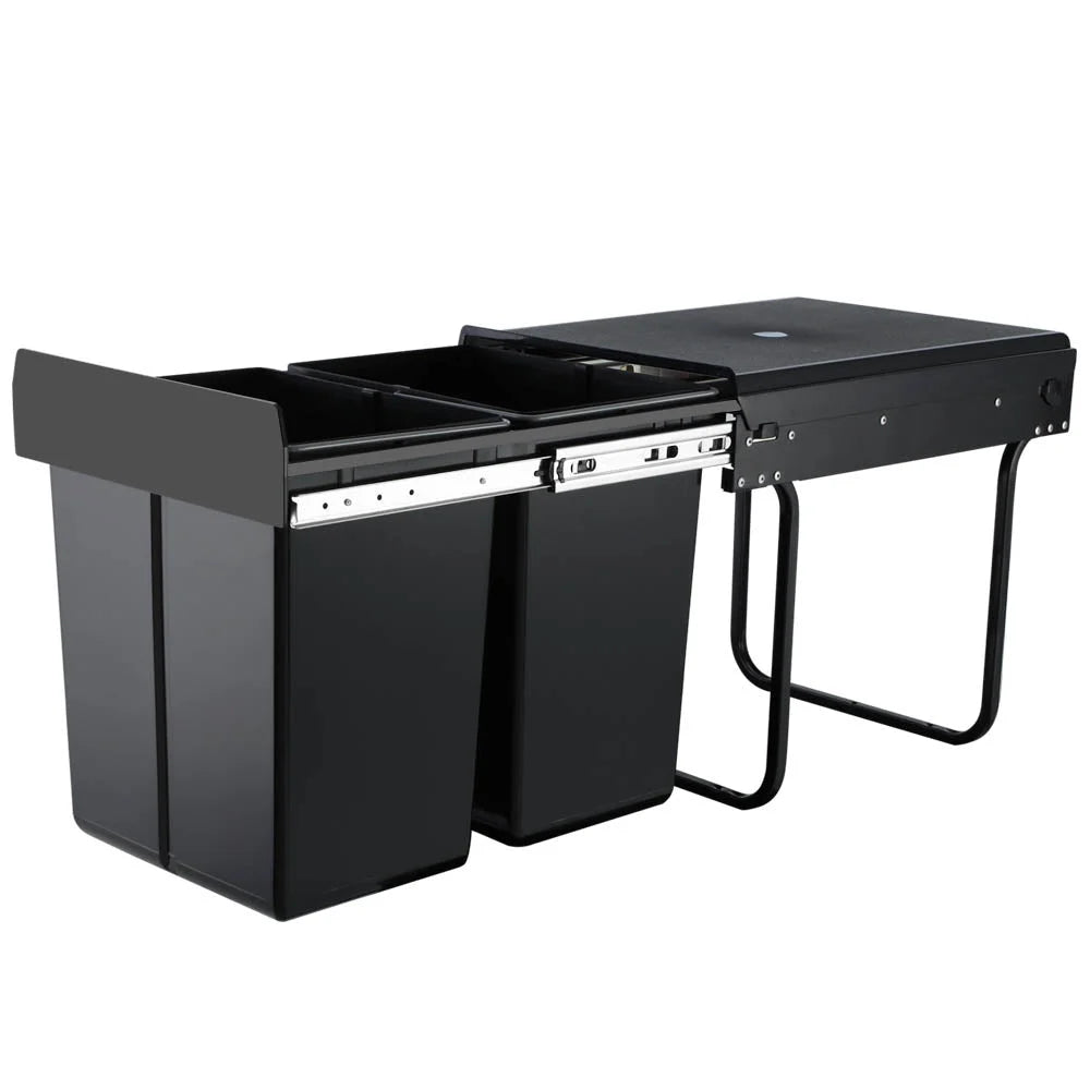 Kitchen Pull Out Bin 2x20L - Black