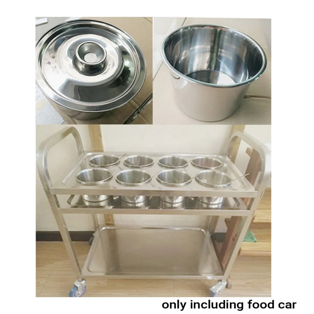 Kitchen Seasoning Cart Premium 2 Tier Stainless Steel 8 Compartment Service Trolley Condiment Holder Spice Bowl